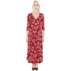 Vector Seamless Pattern Of Hearts With Valentine s Day Quarter Sleeve Wrap Maxi Dress by Wav3s