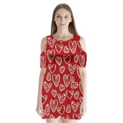 Vector Seamless Pattern Of Hearts With Valentine s Day Shoulder Cutout Velvet One Piece by Wav3s