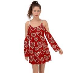 Vector Seamless Pattern Of Hearts With Valentine s Day Boho Dress by Wav3s