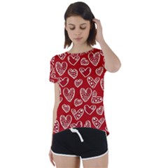 Vector Seamless Pattern Of Hearts With Valentine s Day Short Sleeve Open Back Tee by Wav3s