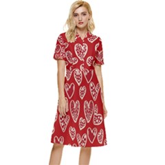 Vector Seamless Pattern Of Hearts With Valentine s Day Button Top Knee Length Dress by Wav3s