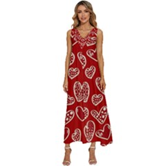 Vector Seamless Pattern Of Hearts With Valentine s Day V-neck Sleeveless Loose Fit Overalls by Wav3s