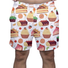 Seamless Pattern Hand Drawing Cartoon Dessert And Cake Men s Shorts by Wav3s