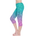 Pink And Turquoise Glitter Capri Leggings  View3