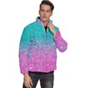 Pink And Turquoise Glitter Men s Puffer Bubble Jacket Coat View3