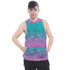 Pink And Turquoise Glitter Men s Sleeveless Hoodie by Wav3s