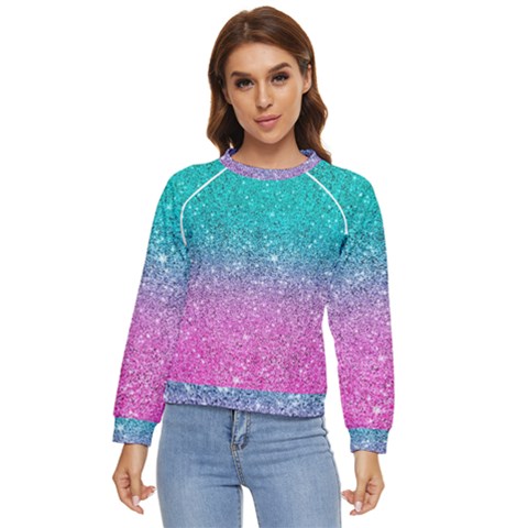 Pink And Turquoise Glitter Women s Long Sleeve Raglan Tee by Wav3s