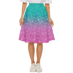 Pink And Turquoise Glitter Classic Short Skirt by Wav3s