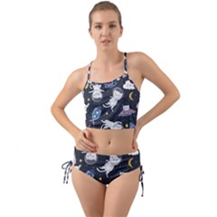 Space Cat Illustration Pattern Astronaut Mini Tank Bikini Set by Wav3s