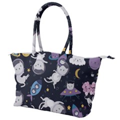 Space Cat Illustration Pattern Astronaut Canvas Shoulder Bag by Wav3s