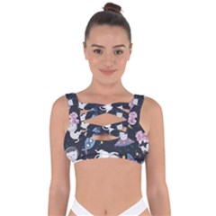 Space Cat Illustration Pattern Astronaut Bandaged Up Bikini Top by Wav3s