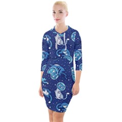 Cat Spacesuit Space Suit Astronaut Pattern Quarter Sleeve Hood Bodycon Dress by Wav3s