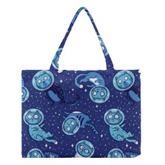 Cat Spacesuit Space Suit Astronaut Pattern Medium Tote Bag by Wav3s