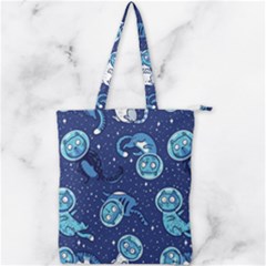 Cat Spacesuit Space Suit Astronaut Pattern Double Zip Up Tote Bag by Wav3s