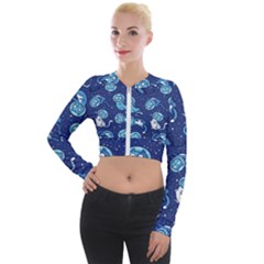 Cat Spacesuit Space Suit Astronaut Pattern Long Sleeve Cropped Velvet Jacket by Wav3s