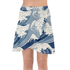 Japanese Wave Pattern Wrap Front Skirt by Wav3s