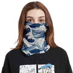 Japanese Wave Pattern Face Covering Bandana (two Sides) by Wav3s