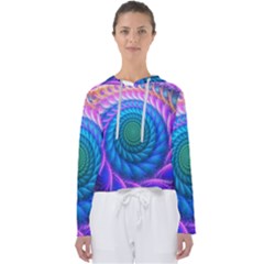 Peacock Feather Fractal Women s Slouchy Sweat by Wav3s