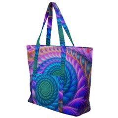 Peacock Feather Fractal Zip Up Canvas Bag by Wav3s