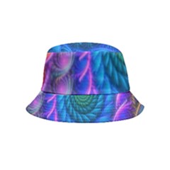 Peacock Feather Fractal Inside Out Bucket Hat (kids) by Wav3s