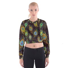 Pattern Feather Peacock Cropped Sweatshirt by Wav3s