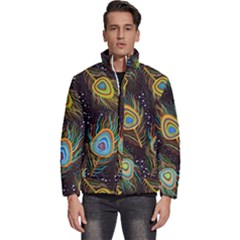 Pattern Feather Peacock Men s Puffer Bubble Jacket Coat by Wav3s