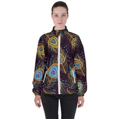 Pattern Feather Peacock Women s High Neck Windbreaker by Wav3s