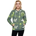 Cute Dinosaur Pattern Women s Lightweight Drawstring Hoodie View1