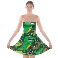 Dino Kawaii Strapless Bra Top Dress by Wav3s