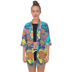 Dinosaur Pattern Open Front Chiffon Kimono by Wav3s