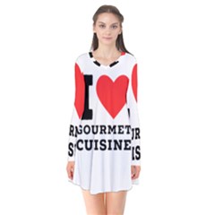 I Love Gourmet Cuisine Long Sleeve V-neck Flare Dress by ilovewhateva