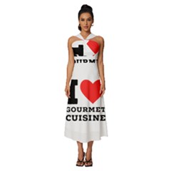 I Love Gourmet Cuisine Sleeveless Cross Front Cocktail Midi Chiffon Dress by ilovewhateva