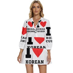 I Love Korean Cuisine V-neck Placket Mini Dress by ilovewhateva