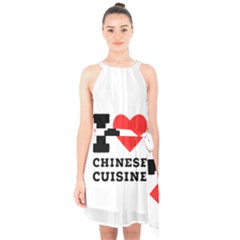 I Love Chinese Cuisine Halter Collar Waist Tie Chiffon Dress by ilovewhateva