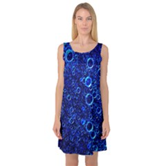 Blue Bubbles Abstract Sleeveless Satin Nightdress by Vaneshop