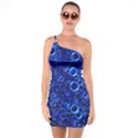 Blue Bubbles Abstract One Shoulder Ring Trim Bodycon Dress View1