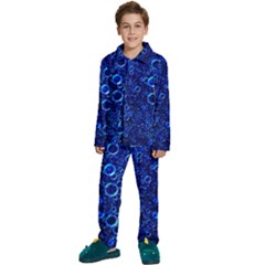 Blue Bubbles Abstract Kids  Long Sleeve Velvet Pajamas Set by Vaneshop