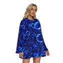 Blue Bubbles Abstract Round Neck Long Sleeve Bohemian Style Chiffon Mini Dress View3