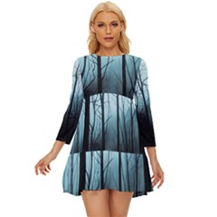 Tree Night Dark Forest Long Sleeve Babydoll Dress by Vaneshop