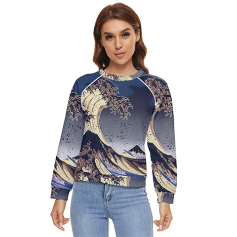 The Great Wave Off Kanagawa Japanese Waves Women s Long Sleeve Raglan Tee by Vaneshop