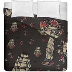 Vintage Tattoos Nautical Duvet Cover Double Side (king Size) by Vaneshop