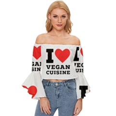 I Love Vegan Cuisine Off Shoulder Flutter Bell Sleeve Top by ilovewhateva