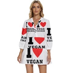 I Love Vegan Cuisine V-neck Placket Mini Dress by ilovewhateva