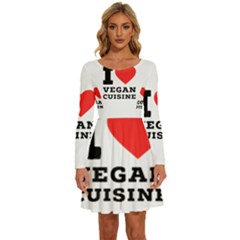 I Love Vegan Cuisine Long Sleeve Wide Neck Velvet Dress by ilovewhateva