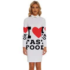 I Love Fast Food Long Sleeve Shirt Collar Bodycon Dress by ilovewhateva