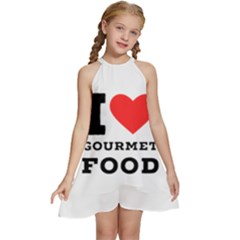 I Love Gourmet Food Kids  Halter Collar Waist Tie Chiffon Dress by ilovewhateva