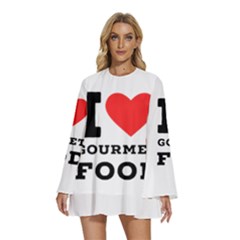 I Love Gourmet Food Round Neck Long Sleeve Bohemian Style Chiffon Mini Dress by ilovewhateva