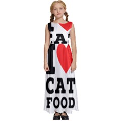 I Love Cat Food Kids  Satin Sleeveless Maxi Dress by ilovewhateva