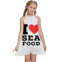 I Love Sea Food Kids  Halter Collar Waist Tie Chiffon Dress by ilovewhateva