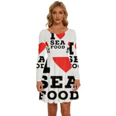 I Love Sea Food Long Sleeve Wide Neck Velvet Dress by ilovewhateva